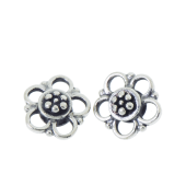 2x Solid Sterling Silver 3mm Flower End Cap Connector Beads For Leather Cord – #1131