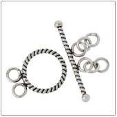 Sterling Silver Twisted Double Strand Toggle Clasp - TS5126