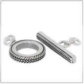 Sterling Silver Toggle Clasp With Simple Balinese Ornament - TS5209