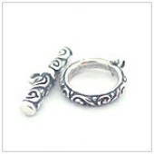 Sterling Silver Bali Carved Toggle Clasp - TS5304