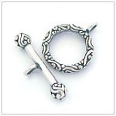 Sterling Silver Bali Carved Toggle Clasp - TS5306