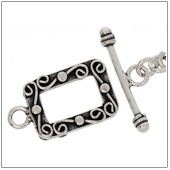 Sterling Silver Bali Ornate Toggle Clasp - TS5402