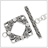 Sterling Silver Bali Ornate Toggle Clasp - TS5409