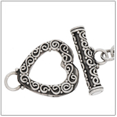 Sterling Silver Bali Ornate Toggle Clasp - TS5411