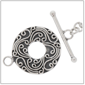 Sterling Silver Bali Ornate Toggle Clasp - TS5422