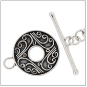 Sterling Silver Bali Ornate Toggle Clasp - TS5424